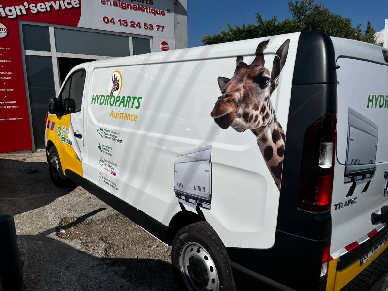 Marquage véhicule en impression numérique HD HYDROPARTS à Marseille